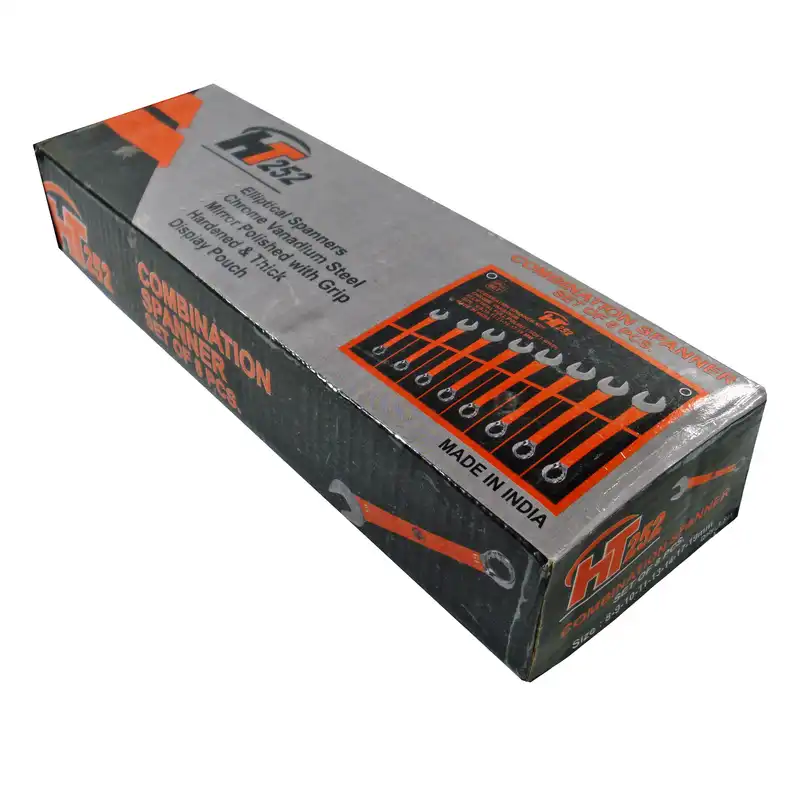 مجموعه 8 عددی آچار يک سر تخت يک سر رينگی مدل HT252