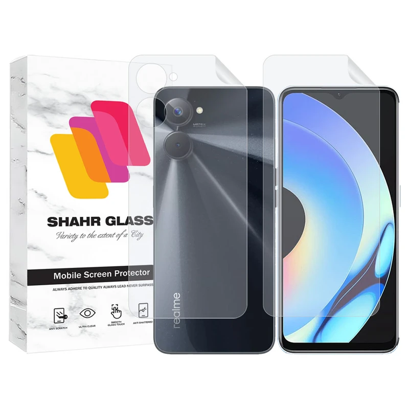 محافظ صفحه نمایش شهر گلس مدل MTNANFBSH مناسب برای گوشی موبایل ریلمی 10S به همراه محافظ پشت گوشی