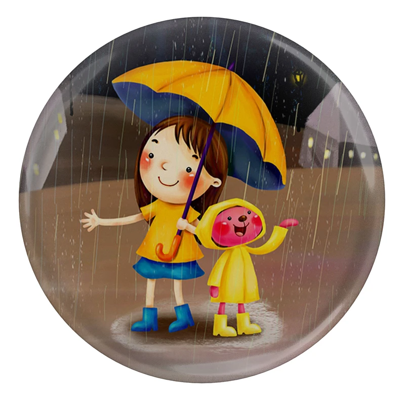مگنت طرح دختر و چتر و باران مدل S10379 