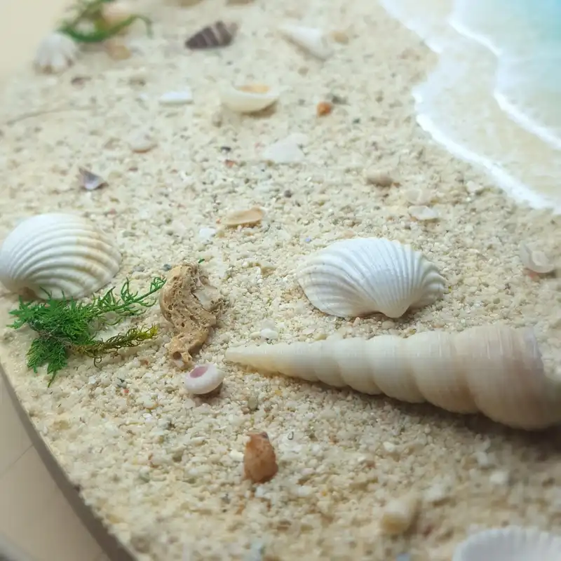 ساعت دیواری رزینی طرح دریای مواج