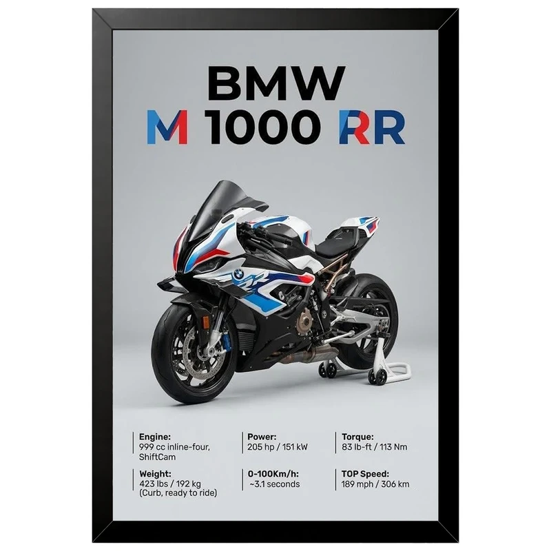تابلو بکلیت طرح موتور سنگین بی ام و BMW M1000RR مدل B-az1018 فریم مشکی