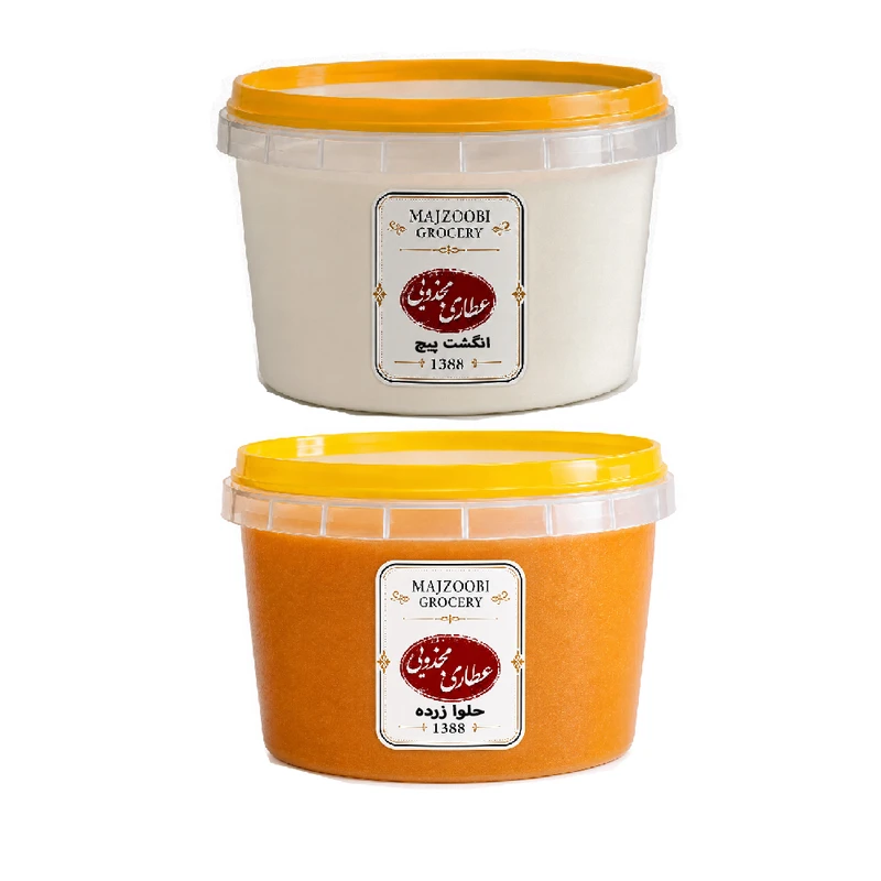 حلوا زرده و انگشت پیچ عطاری مجذوبی - 1000 گرم بسته 2 عددی