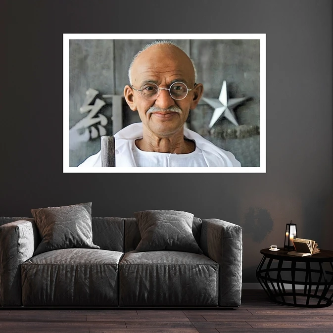 تابلو بکلیت طرح مشاهیر تاریخی جهان مهاتما گاندی مدل قاب شاسی W-s9892