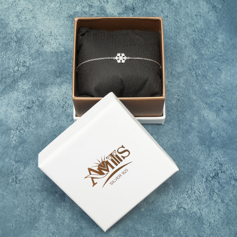 دستبند نقره زنانه مدل دانه برف AMT_D056