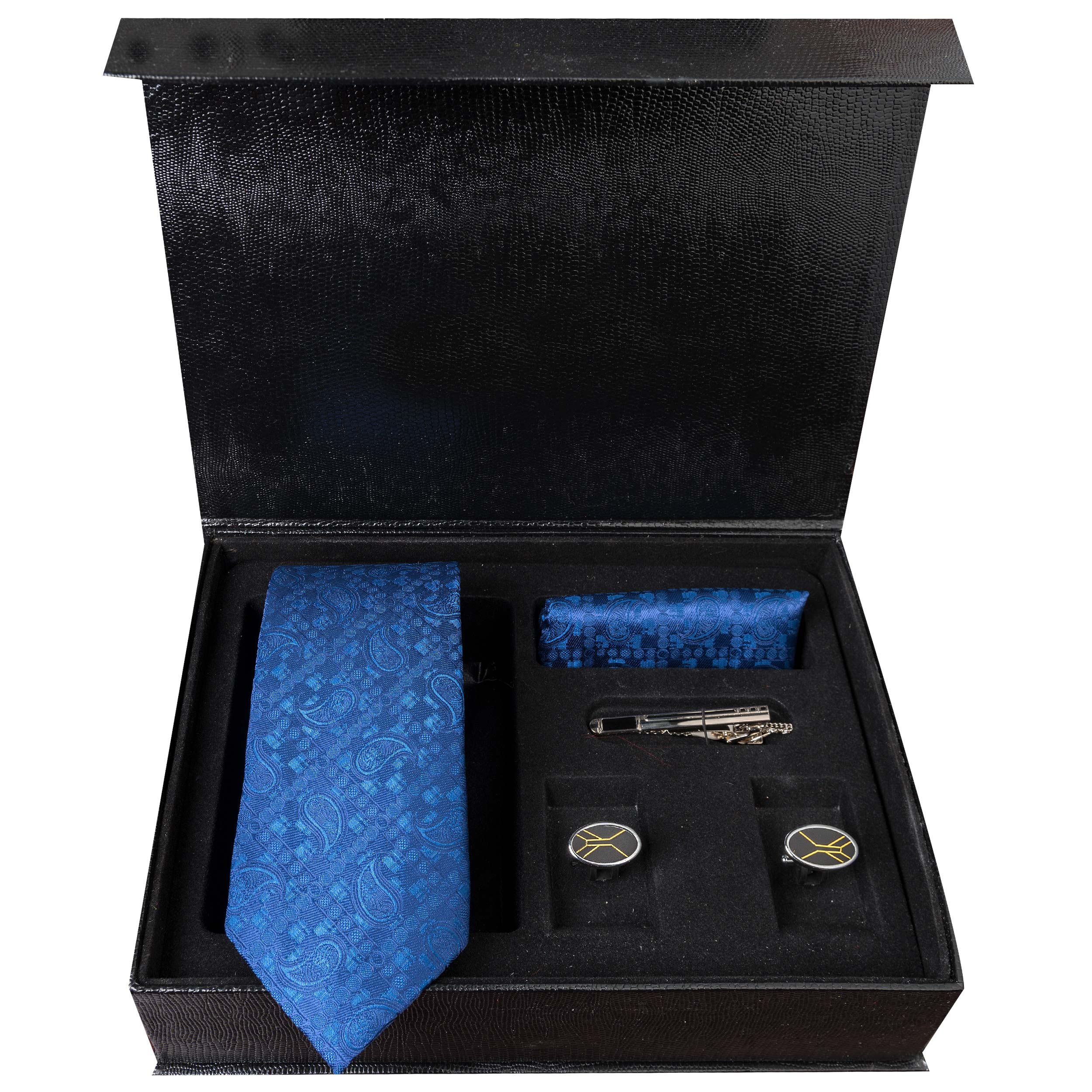 ست کراوات و دستمال جیب و دکمه سردست مردانه مدل GF-PA304-DB