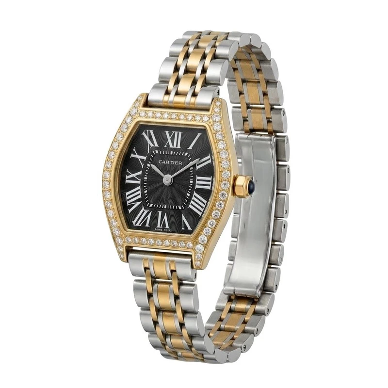 ساعت مچی عقربه‌ای کوارتز زنانه مدل دورنگین قفل پروانه ای صفحه یونانی کد 104