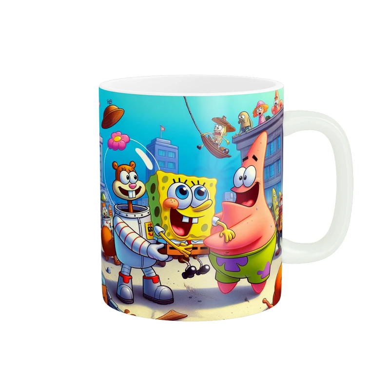 ماگ پاد آفرین مدل فانتزی طرح کارتونی باب اسفنجی و پاتریک کد p11873