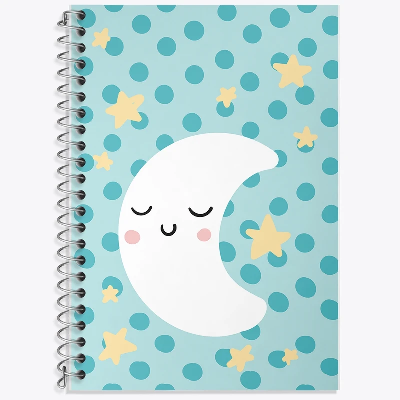 دفتر زبان 50 برگ خندالو مدل سه خط طرح ماه کیوت کد F2327