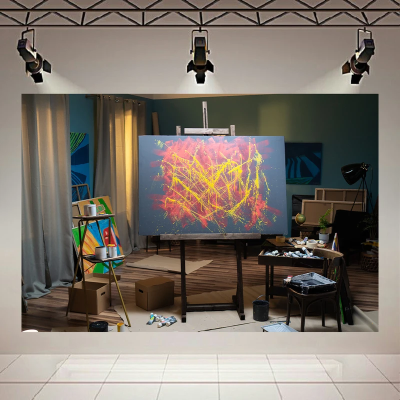 پوستر پارچه ای طرح مخمل اتاق هنر مدل بوم سرخ کد AR304045