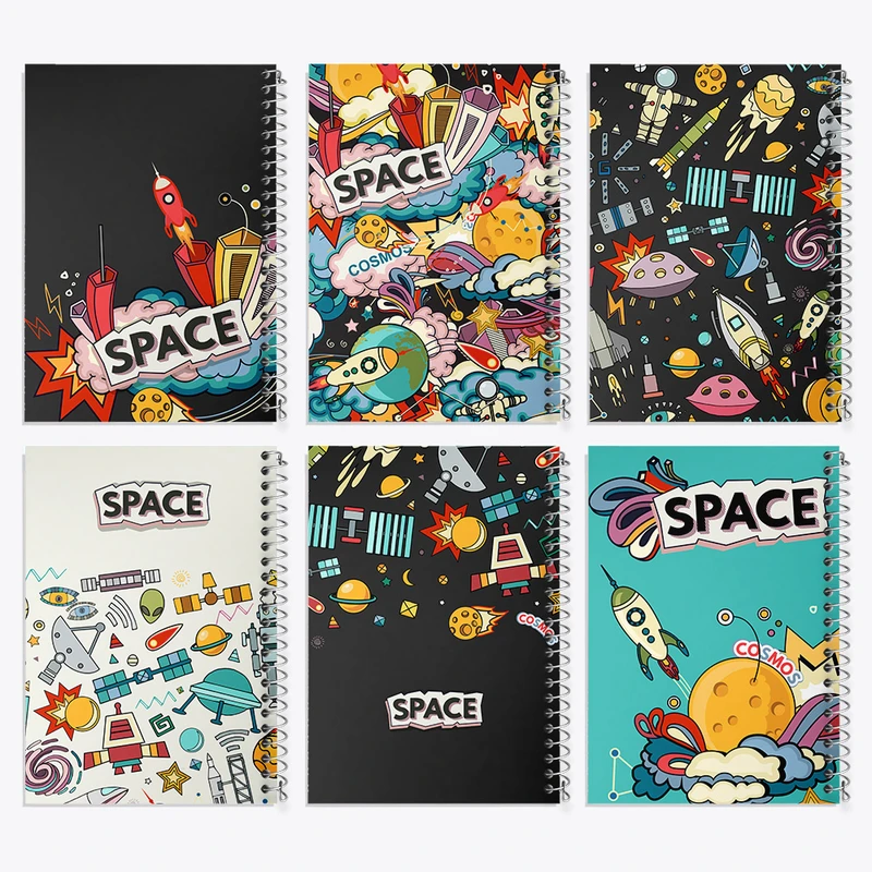 دفتر نقاشی 50 برگ خندالو طرح فضایی کد 113 مجموعه 6 عددی
