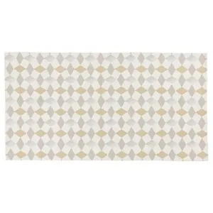 فرش ماشینی 1000 شانه ایکیا زمینه سفید حاشیه چند رنگ مدل GOKVÄLLÅ