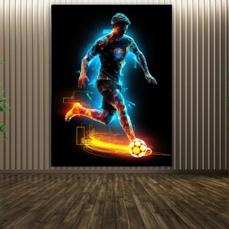 پوستر پارچه ای طرح نئون مدل فوتبالیست کد BK1458
