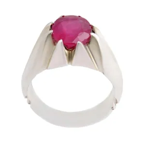 انگشتر نقره مردانه بازرگانی میلادی مدل سنگ یاقوت اناری رکاب دست ساز کد AM_2551