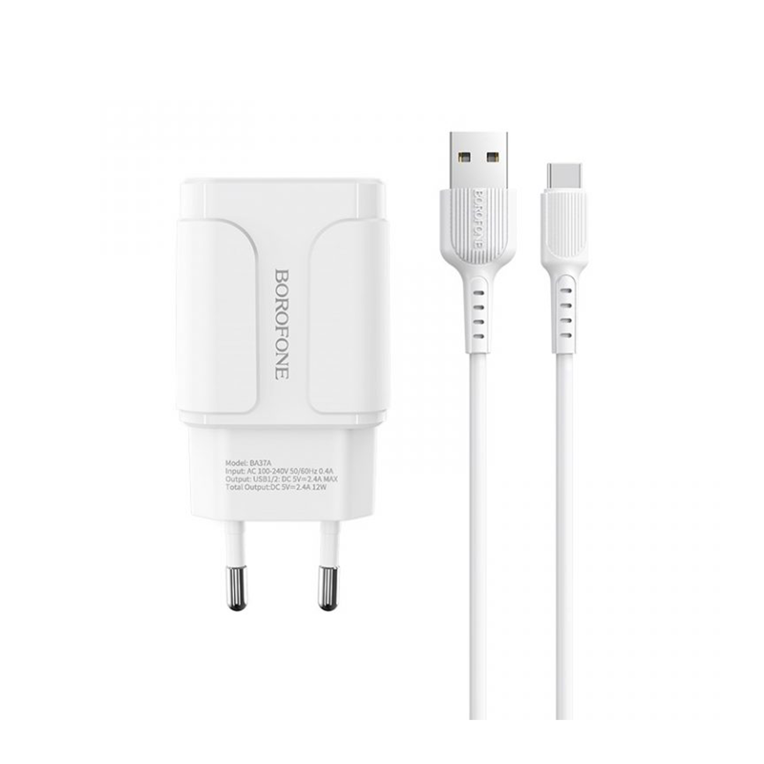 شارژر دیواری بروفون مدل BA37A به همراه کابل تبدیل USB-C