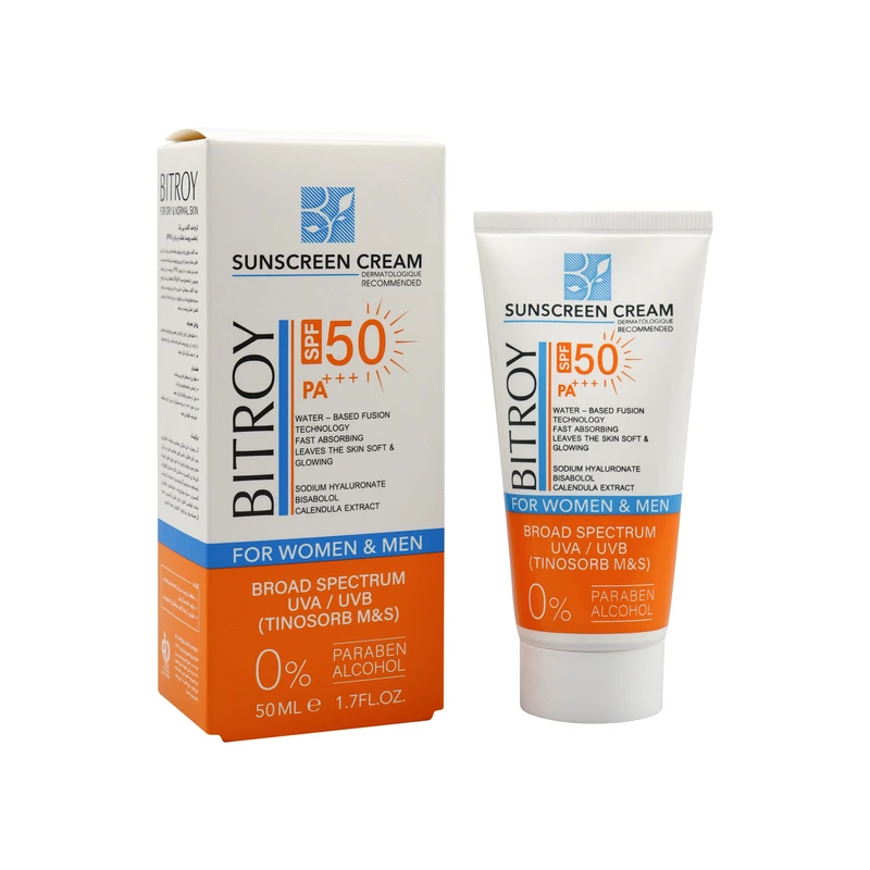  کرم ضد آفتاب بدون رنگ بیتروی SPF 50 مدل فیوژن واتر ‌مناسب پوست‌های خشک و نرمال حجم 50 میلی‌لیتر