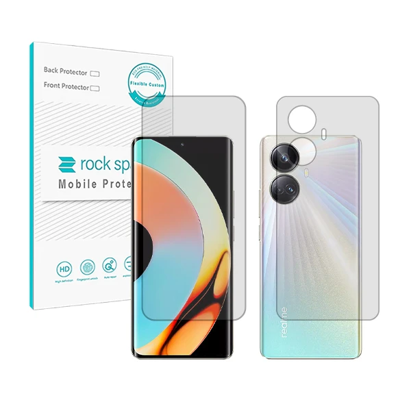محافظ صفحه نمایش شفاف راک اسپیس مدل HyGEL مناسب برای گوشی موبایل ریلمی 10 Pro+ به همراه محافظ پشت گوشی