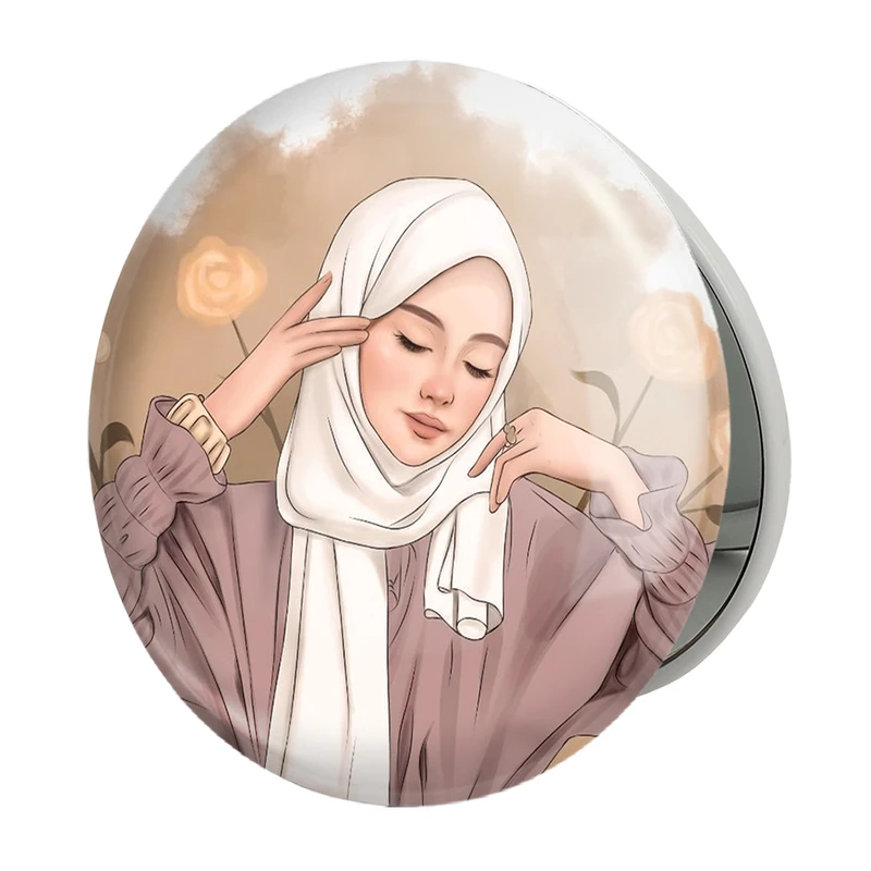 آینه جیبی خندالو طرح دخترانه باحجاب مدل تاشو کد 26012 