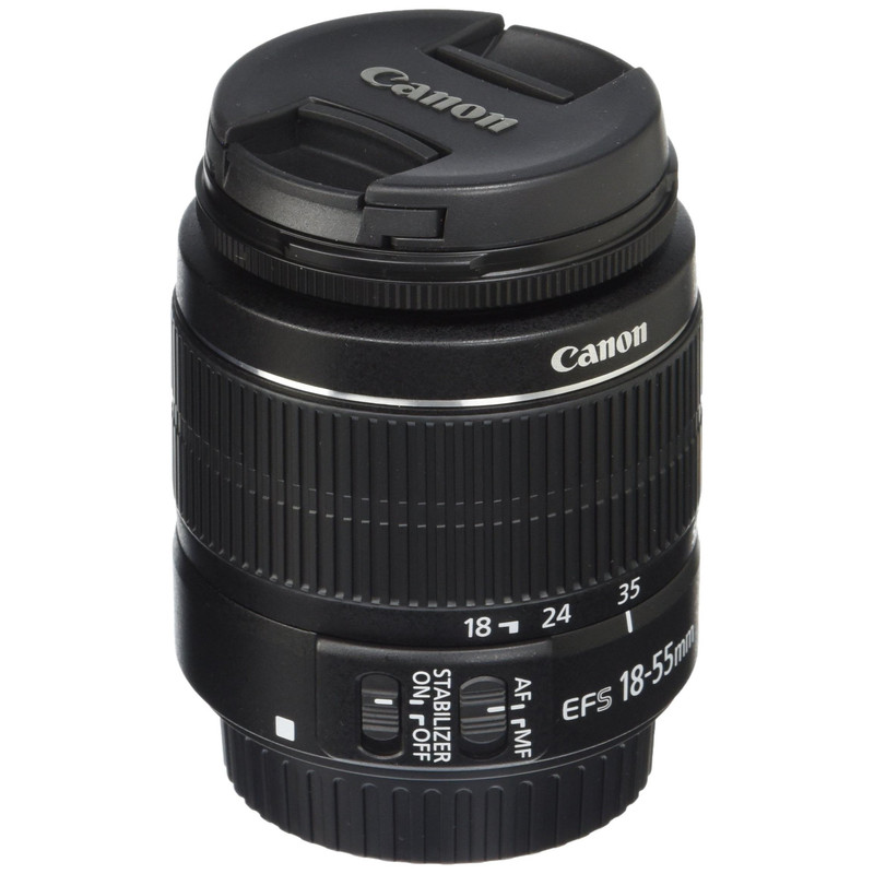 لنز دوربین کانن مدل  لنز کانن EF-S 18-55mm f/3.5-5.6 III به همراه فیلتر یو وی 58 کانن و درب 58 کانن
