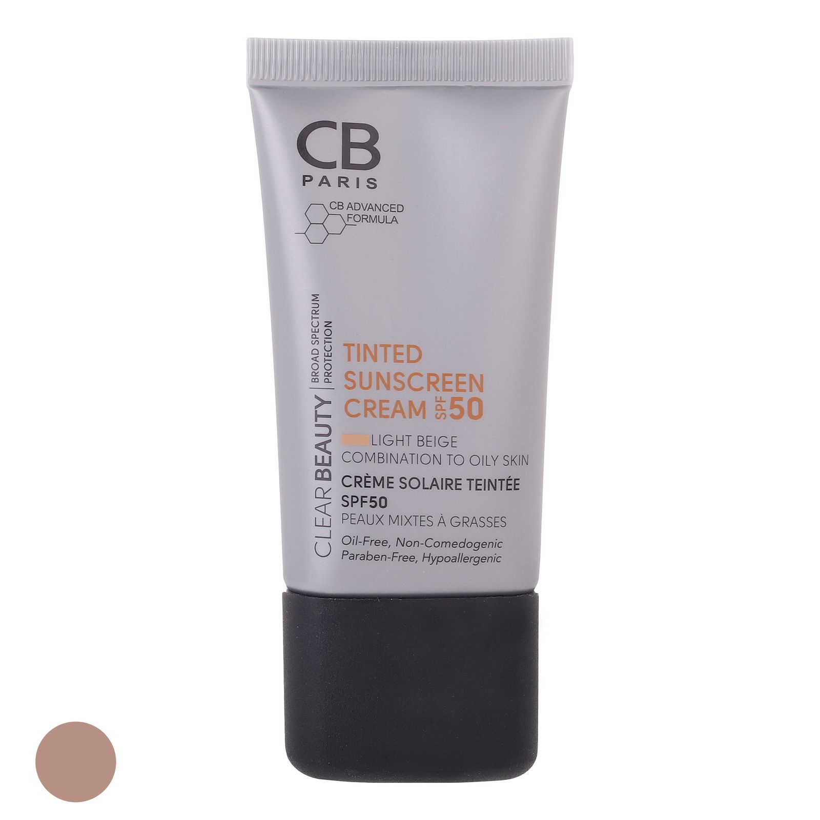 کرم ضد آفتاب رنگی سی بی پاریس SPF 50 مدل 01 مناسب پوست های مختلط و چرب حجم 40 میلی‌لیتر -  - 1