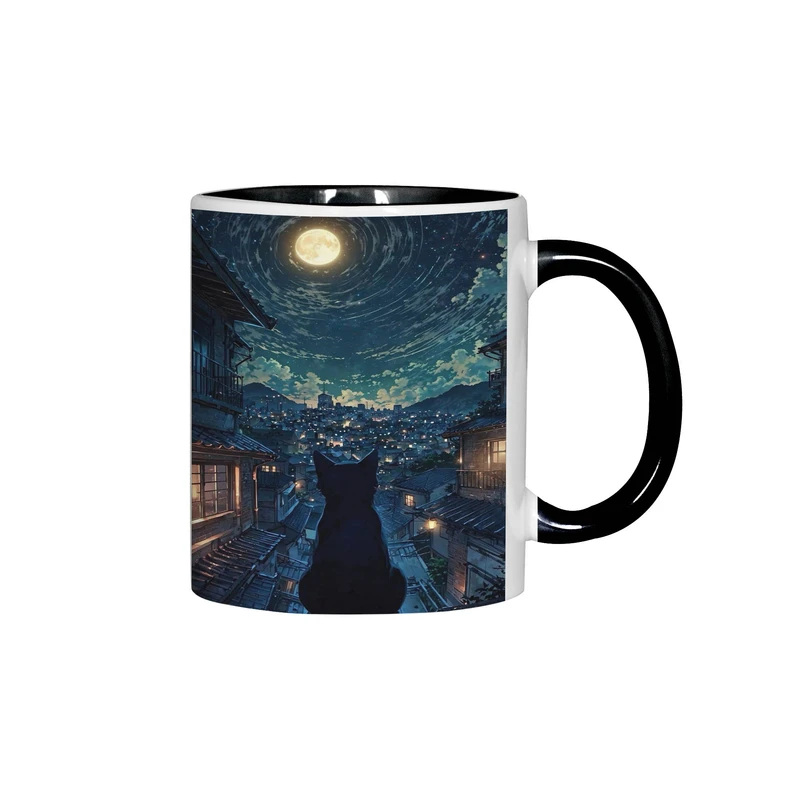 ماگ ژالینو طرح گربه و شب زیبا کد 001