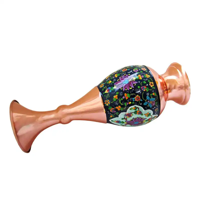 گلدان مسی طرح گل و بوته مدل نقاشی کد 25-4 بسته دو عددی