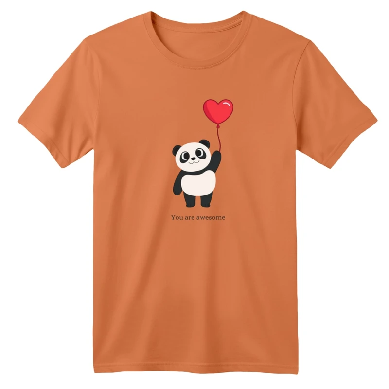 تی‌شرت آستین کوتاه لانگ بچگانه مدل پاندا و بادکنک قلبی