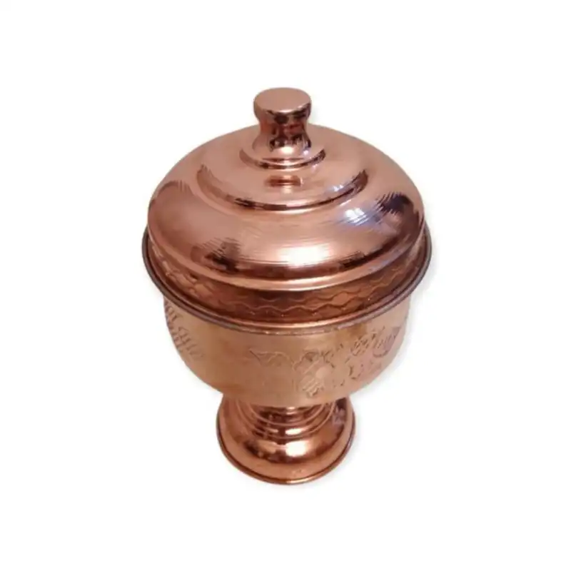 شکلات خوری مسی مدل پایه دار و طرح دار کد 10