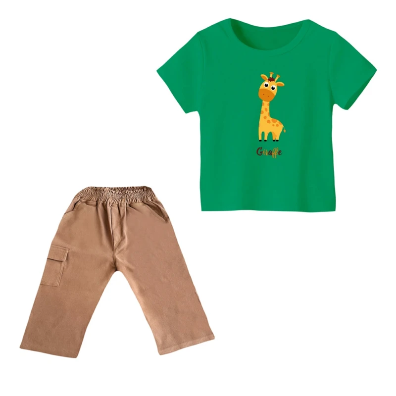 ست تی شرت و شلوارک پسرانه مدل زرافه کد 9