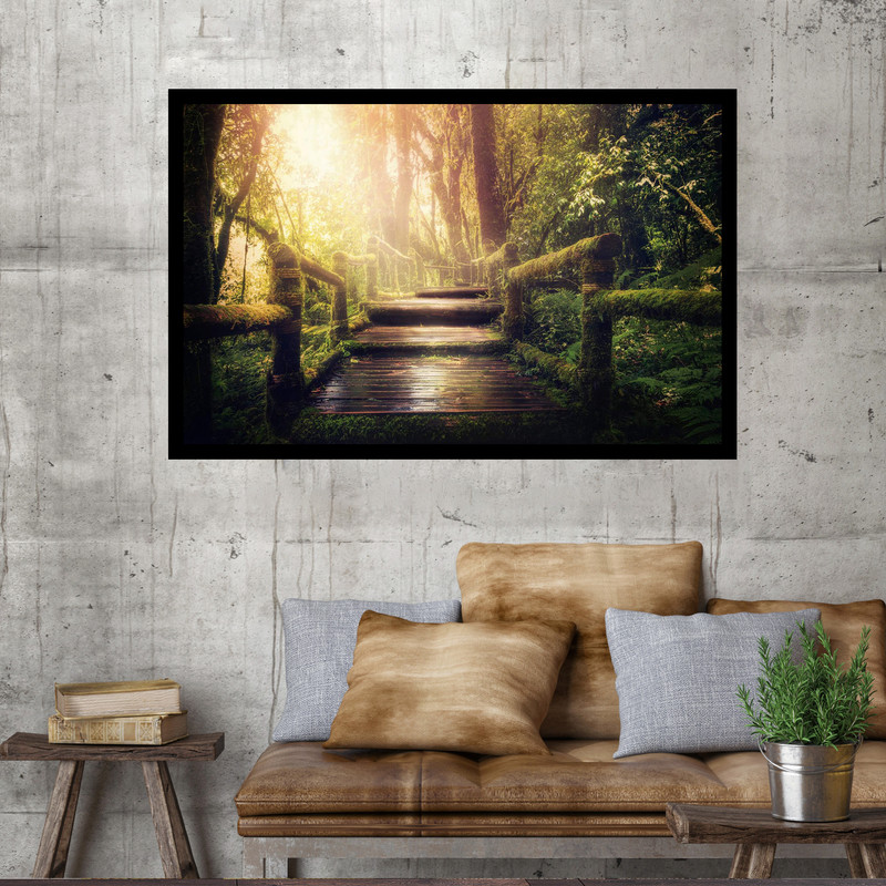 تابلو نوری بکلیت طرح جنگل زیبل و پله های چوبی مدل B-MO1643