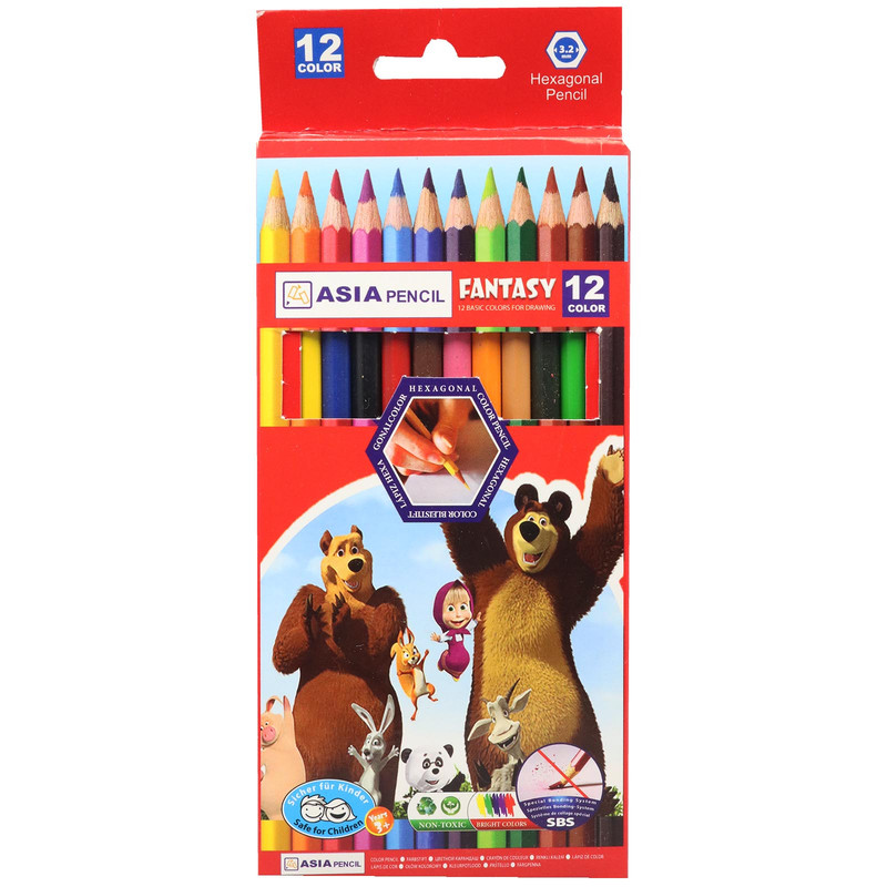 مداد رنگی 12 رنگ آسیا مدل Bear