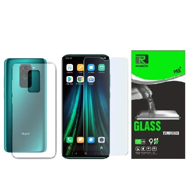 محافظ صفحه نمایش روبیکس مدل SA-Note9 مناسب برای گوشی موبایل شیائومی Redmi Note 9 به همراه محافظ پشت گوشی