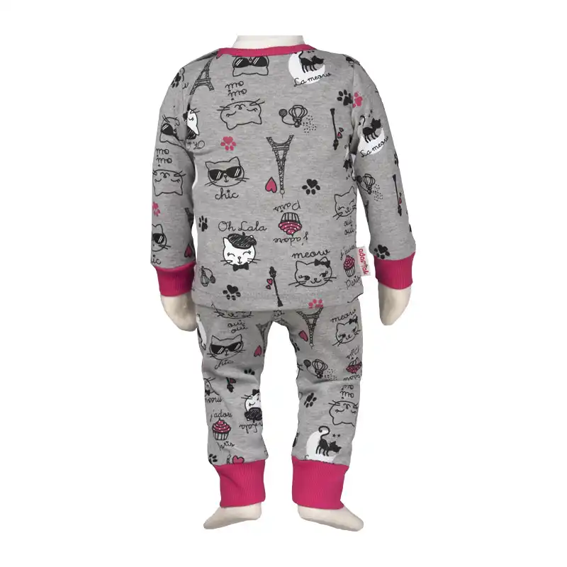 ست تی شرت آستین بلند و شلوار نوزادی آدمک میوکت کد 119132 رنگ طوسی