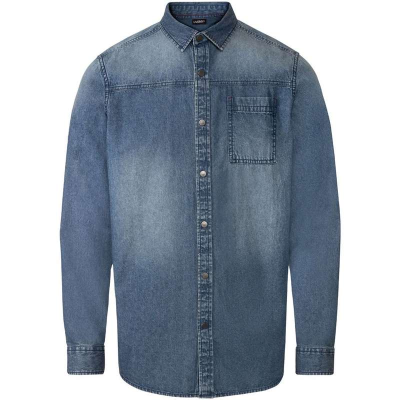پیراهن آستین بلند مردانه لیورجی مدل جین تک جیب