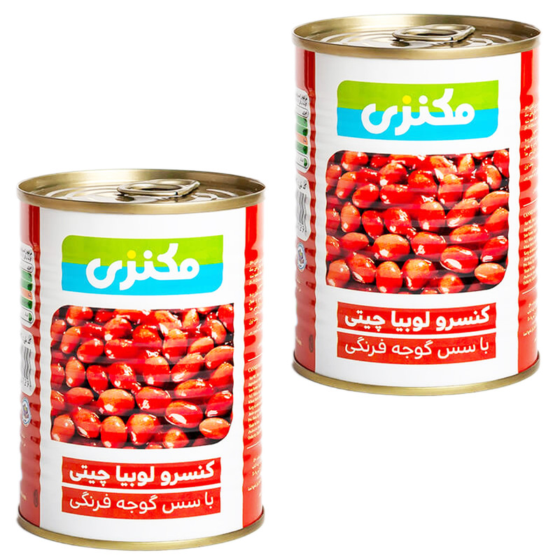 کنسرو لوبیا چیتی با سس گوجه فرنگی مکنزی - 380 گرم بسته 2 عددی