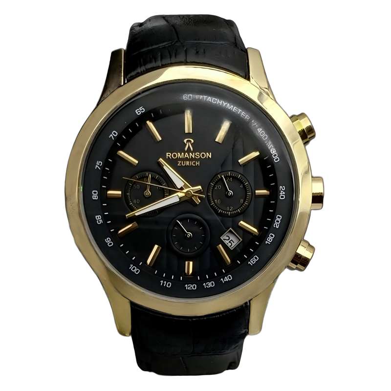 ساعت مچی عقربه‌ای مردانه رومانسون مدل سه موتور فعال کرنوگراف بند چرمی