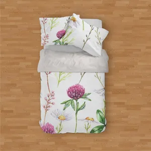 سرویس خواب مدوپد طرح گل آبرنگی مدل PAT00051 یک نفره 4 تکه