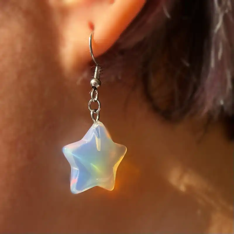 گوشواره زنانه مدل ستاره سنگی اوپال