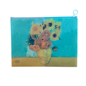 پوشه مدل زیپ دار طرح نقاشی ونگوگ گل