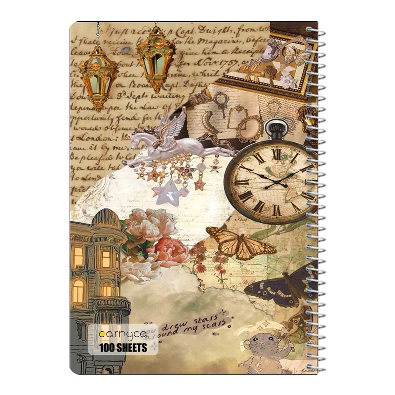 دفتر مشق 100 برگ سیمی کارنیکا طرح وینتج اسکرپ بوک Vintage Scrapbook کد 69013