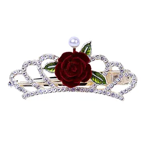 گیره مو زنانه مدل انبری غنچه مخملی