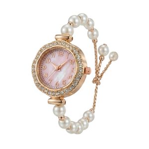 ساعت مچی عقربه‌ای کوارتز زنانه مدل لوکس بند مرواریدی قفل کرواتی کد ۹