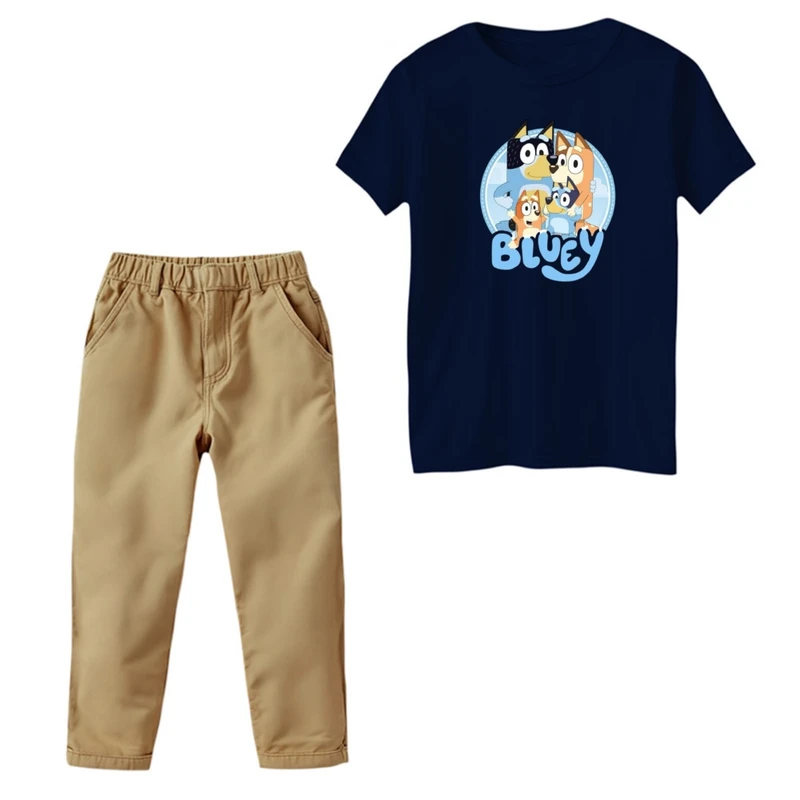 ست تی‌شرت و شلوار پسرانه مدل بلویی کد 02