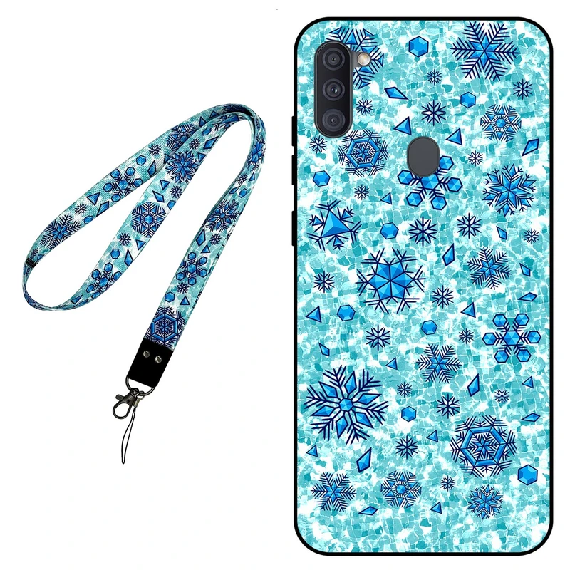 کاور مگافون طرح برف مدل 0014 مناسب برای گوشی موبایل سامسونگ Galaxy A11 / M11 به همراه بند گردنی 
