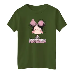 تی شرت آستین کوتاه بچگانه مدل دخترک پاپیونی