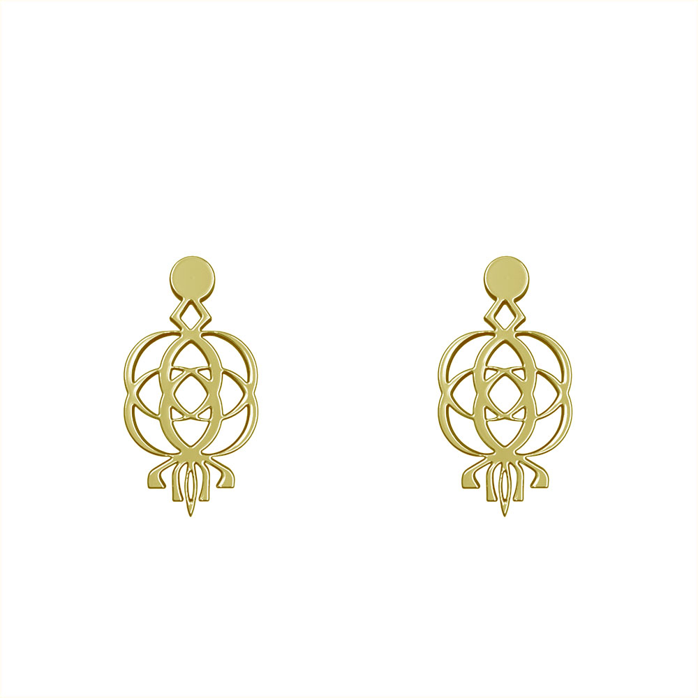 گوشواره طلا 18 عیار زنانه مدوپد مدل هندسی کد GA1-10241