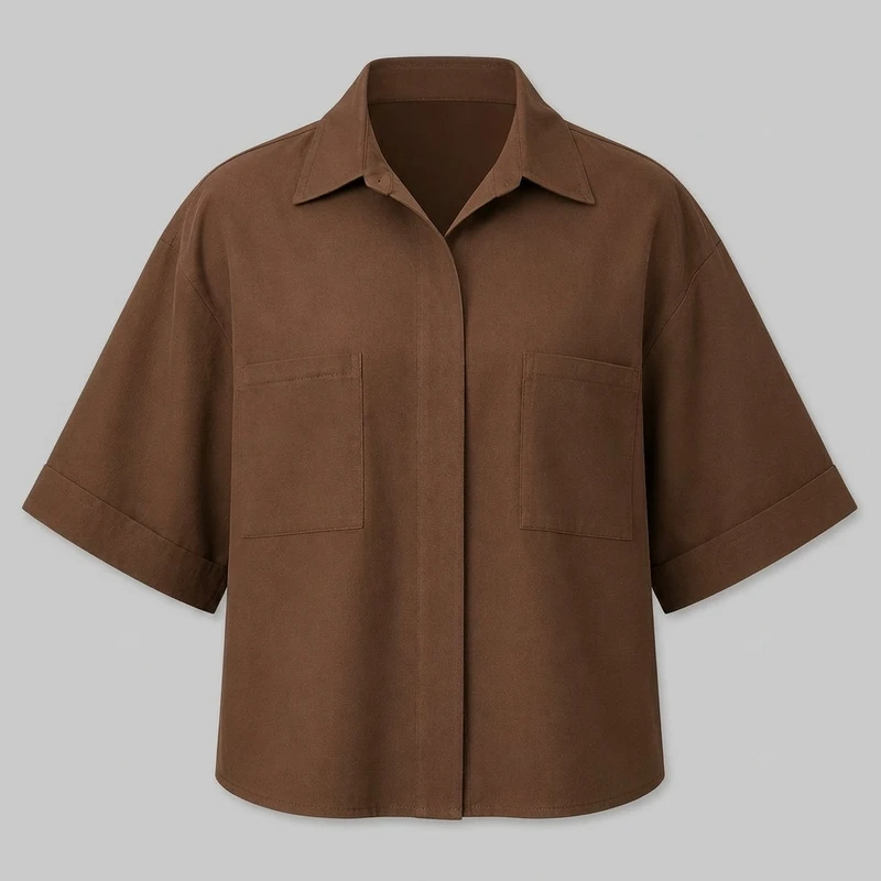 شومیز آستین کوتاه یقه برگردان زنانه مدل کژوال