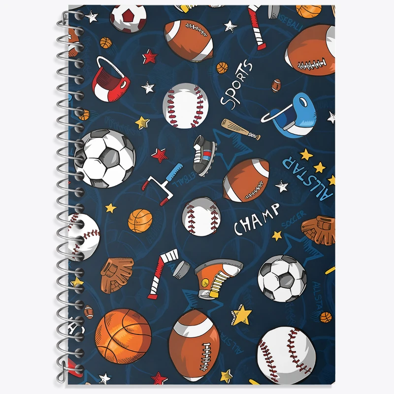 دفتر زبان 50 برگ خندالو مدل دو خط طرح پترن ورزشی کد N5608