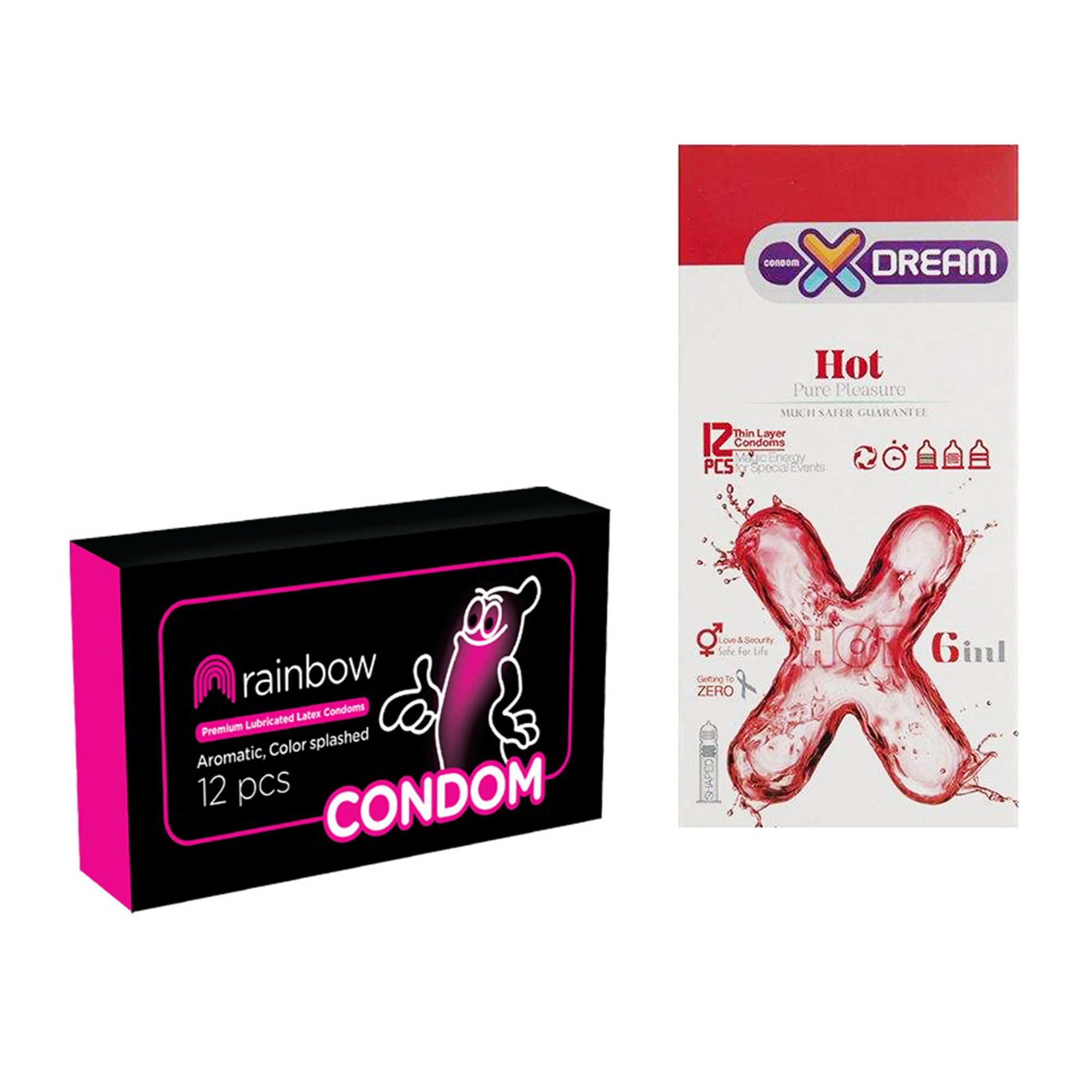 کاندوم ایکس دریم مدل Hot بسته 12 عددی به همراه کاندوم کاندوم مدل Rainbow بسته 12 عددی