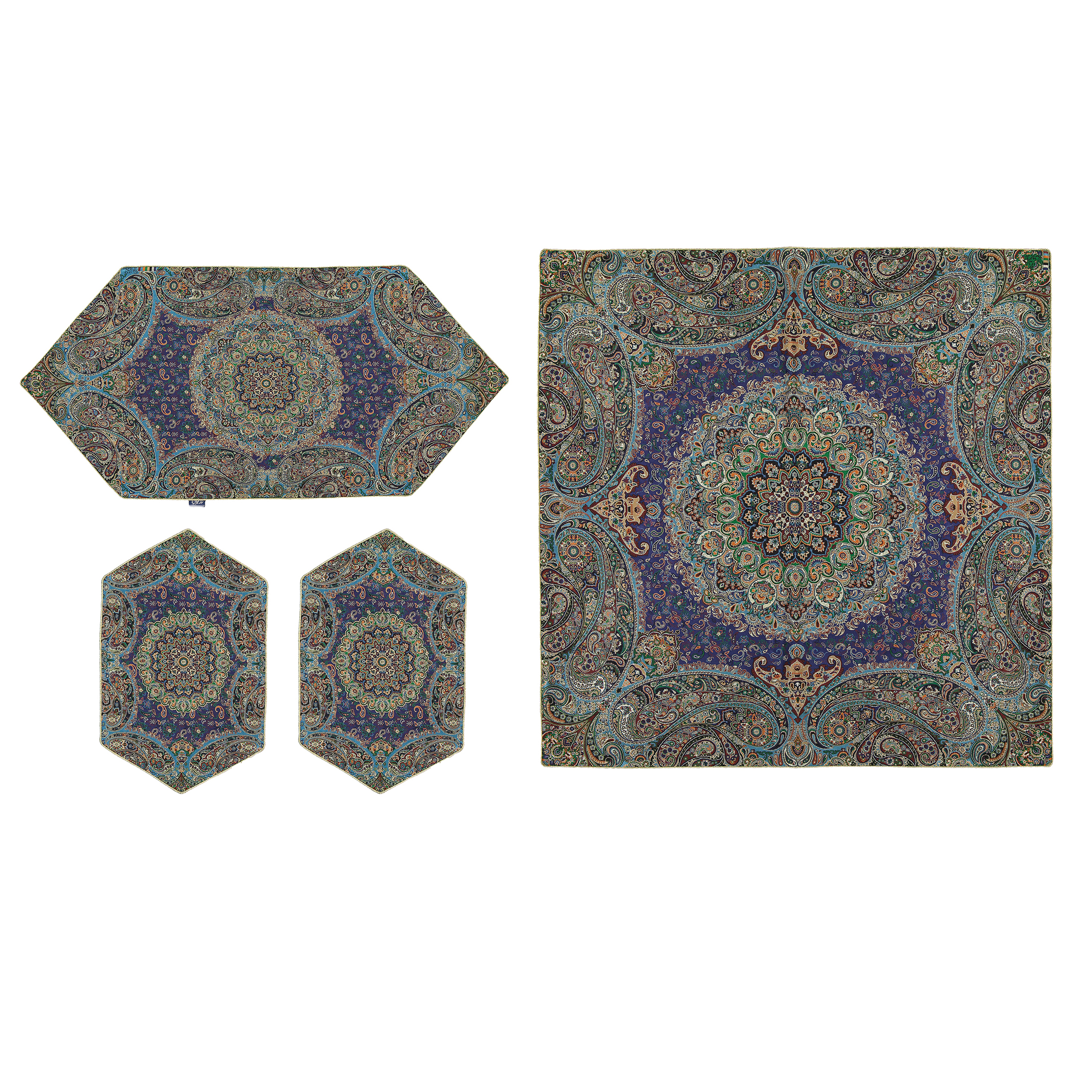 ست 4 تکه رومیزی ترمه دستجردی مدل کبریا کد MRS4.4