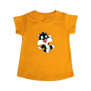 تی شرت آستین کوتاه دخترانه مدل سیلوستر Og005